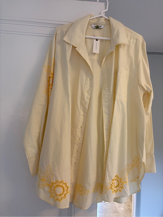 Celandine Other - Light Yellow Embroidered Women's Swim Coverup Shirt